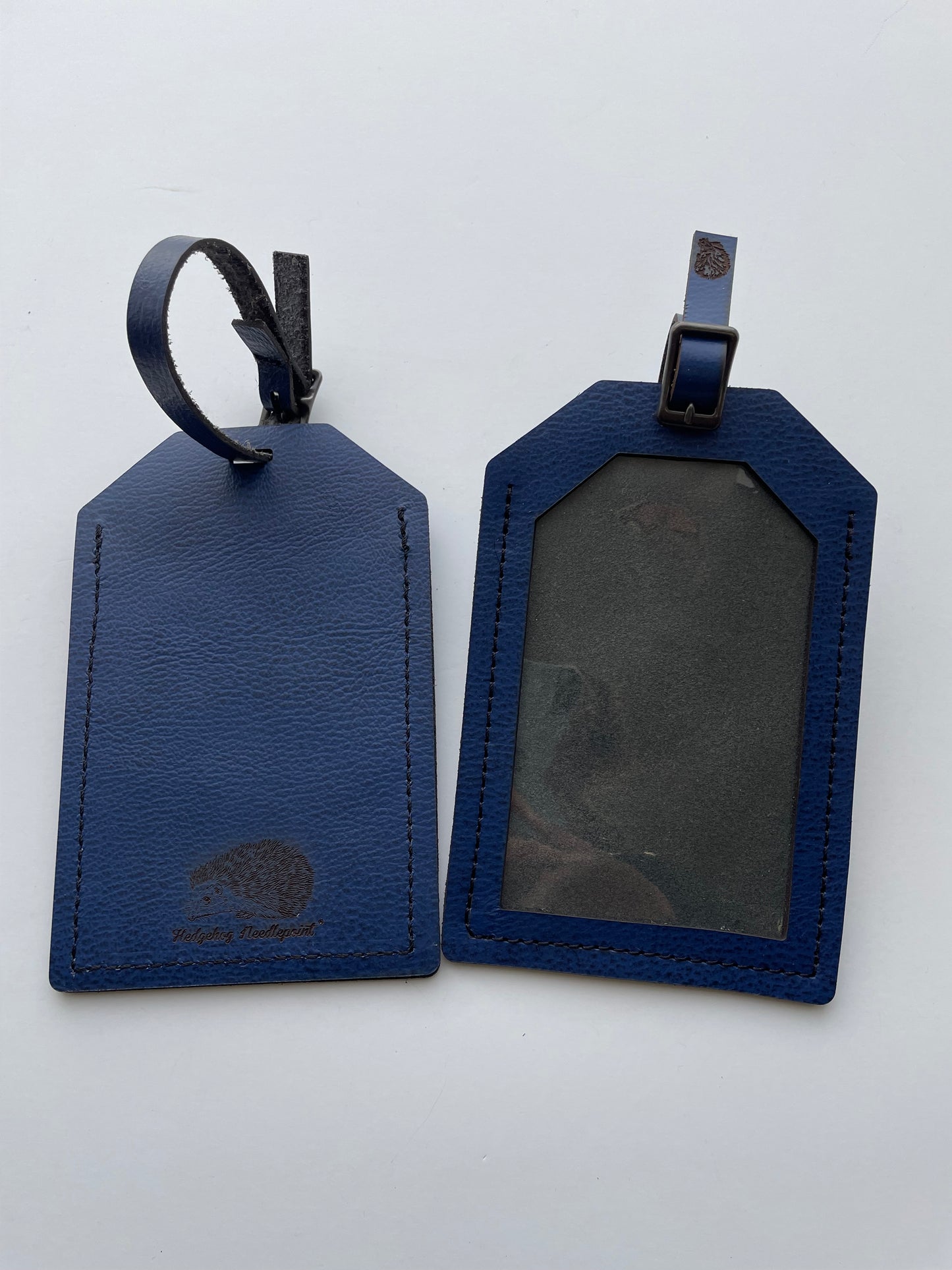 Cobalt Leather Luggage Tag