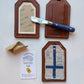Brown Wee Flag Leather Luggage Tag