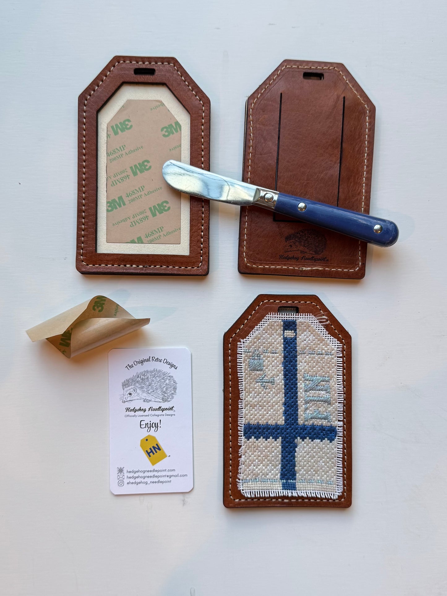 Brown Wee Flag Leather Luggage Tag