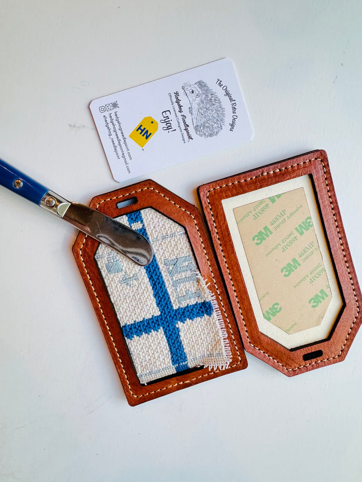 Brown Wee Flag Leather Luggage Tag