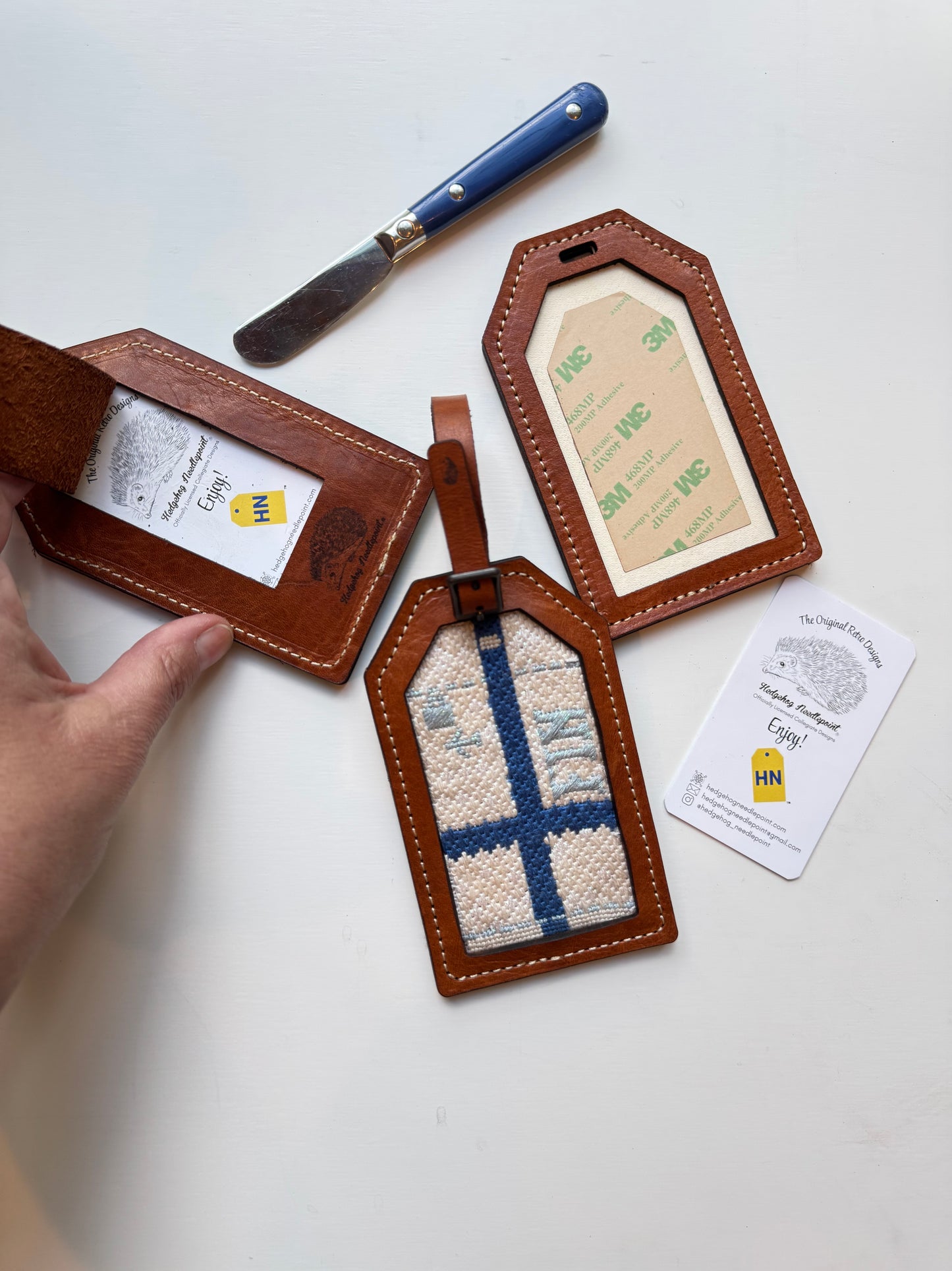 Brown Wee Flag Leather Luggage Tag